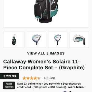 Callaway womens solaire 10 piece,original price $799.99.Is missing one club.